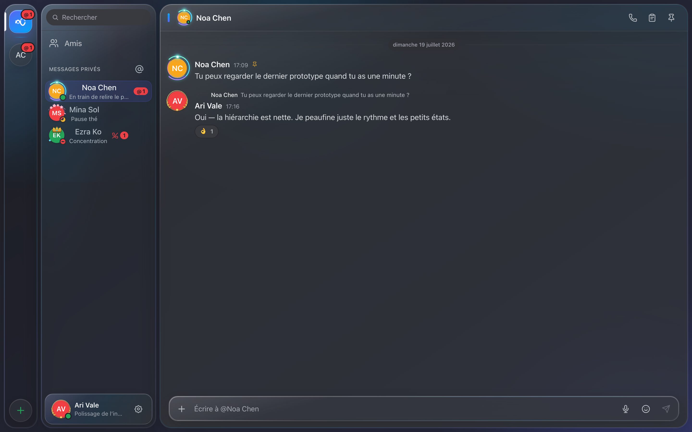 Conversation privée dans Accord